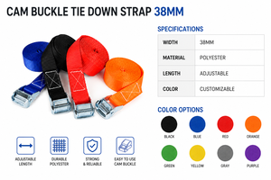 Sangle d'arrimage à boucle à came en polyester haute résistance certifiée CE 38 mm 450 kg sans crochet Marque Provina pour le transport de marchandises sur camion OEM - Product Image 6