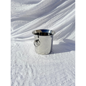 Modern Shiny Polish Antique Gold Finish Round Simple Design Metal <b>Ice</b> Bucket with Deer Handles Glam Beverage <b>Cooler</b> Supply - Product Image 1