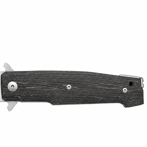 Couteaux pliants à motif grain de bois noir avec lame satinée à pointe tombante, ouverture par flipper et trou pour cordon, pour le transport quotidien - Product Image 3