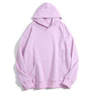 Unisex Zip-Up Oversized Hooded <b>Sweatshirt</b> <b>Pink</b> Cotton Fleece Casual Winter Regular Fit Pocket Design Knitted Plain Dyed - Product Image 1