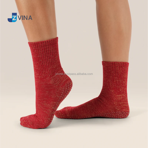 JZVINA Ladies Holiday Style Anti Slip Pilates <b>Socks</b> Knitted Pattern Mid Calf Grip <b>Socks</b> For Yoga Training And Everyday Wear - Product Image 5
