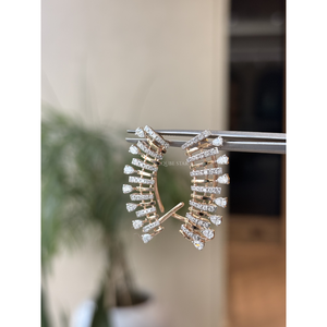 Pendientes de Oro con Flecos y Diamantes Cultivados en Laboratorio, 1.30 Ct, Certificación IGI, Joyería Fina de Diseño, Hipoalergénicos para Mujer - Product Image 4