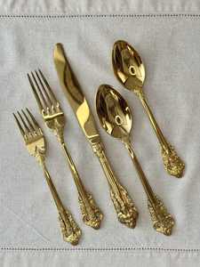 Eco Friendly Brass <b>Flatware</b> Sets 4 Pcs Wedding Decoration Tableware Luxury Cutleries & Silverware Set Wholesaler Price - Product Image 5