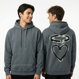 Sudadera con capucha y cremallera personalizada, azul oscuro, con efecto tie-dye, corte cropped, bajo sin rematar, gráfico de corazón 'Love Never Fades', estilo streetwear, de fábrica - Product Image 5