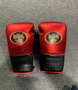 Top Selling No Boxing No Life Mexican <b>Red</b> Black Leather Boxing Gloves Lace-Up Training Sparring Gloves for Adults - Product Image 5