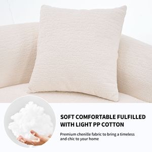 4 Seater White Chenille Fabric 30D <b>Sofa</b> with 60 Hardness Full <b>Sponge</b> 4 Pillows <b>for</b> Living Room Home Furnishings Video Provided - Product Image 4