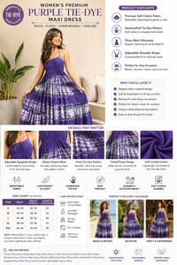 Robe longue en coton tie-dye violet personnalisée pour femme, style bohème, dos smocké, à volants, robe de plage, fabricant de vêtements en gros - Product Image 3