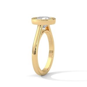 Bague solitaire minimaliste en or jaune 14 carats avec diamant rond de 1,45 carat cultivé en laboratoire, sertie de saphirs, pour femme - Product Image 2