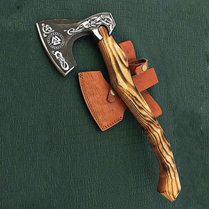 Handmade <b>Axe</b> Carbon Steel Blade Wood <b>Handle</b> With Leather Sheath Outdoor <b>Axe</b> Custom <b>Axe</b> - Product Image 4