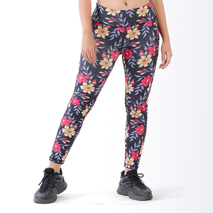 Nouveau Legging de Yoga Tendance Taille Haute Longueur Intégrale à Motifs Floraux en Spandex et Polyester Extensible dans les Quatre Sens avec Taille Élastique - Product Image 3