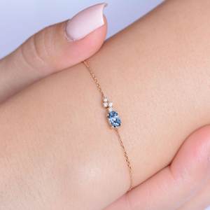 Bracelet Saphir Bleu Cornflower en Argent Sterling 925 Plaqué Or 14K, Grappe Délicate, Pierre de Naissance de Septembre - Product Image 6