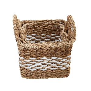 <b>Set</b> of Two <b>Square</b> Seagrass Baskets Handmade Storage Basket Wholesale eco-friendly Made in Viet Nam - Product Image 2