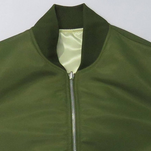 Solid Color Custom Logo Men's Winter Padded Casual Outerwear Stand Collar Full Zipper Baseball Bomber <b>Jacket</b> - Product Image 3