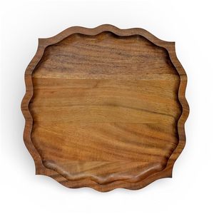 Plateau de service artisanal en bois d'acacia vintage, plateau en bois rustique pour les collations, les fruits, le fromage, le pain, décoration de cuisine - Product Image 5
