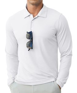 Chemises décontractées pour hommes, couleur unie, polos de golf à manches longues, UPF 50+, polos à col à manches longues, vêtements de travail, logo personnalisé, chemises vierges - Product Image 1