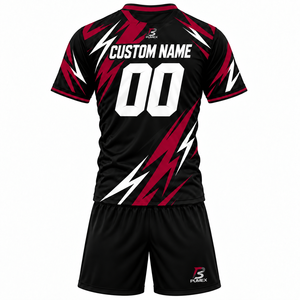 Conjunto de Camiseta y Pantalones Cortos de Fútbol para Hombre, para Clubes de Fútbol, Negro, Rojo, Blanco, Transpirable, Absorbente de Humedad, Uniforme de Manga Corta - Product Image 5