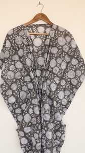 Women Grey Cotton <b>Kaftan</b> Dress Summer Beach Cover Up Boho Resort Wear - Product Image 5
