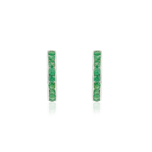 Trendy 925 Sterling <b>Silver</b> Channel Set Green Onyx Gemstone Fine C Shape <b>Hoop</b> <b>Earrings</b> For Women's - Product Image 1
