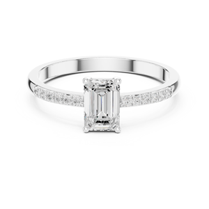 Bague de fiançailles en moissanite taille émeraude, en argent sterling 925, avec pavé de diamants, bijoux fins sur mesure, fabricant de bagues de mariage - Product Image 2