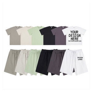 Ensemble de survêtement court d'hiver pour homme, personnalisable avec logo, t-shirts et shorts vierges, tenue de sport streetwear deux pièces, t-shirt à manches courtes assorti - Product Image 1