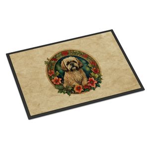 New Lhasa Apso <b>Christmas</b> Flowers Doormat Non-Slip Indoor Outdoor 18H X 27W Low Pile Door <b>Mat</b> Washable Front Entryway Rug - Product Image 1