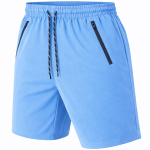 Pantalones Cortos para Hombre, Color Gris Claro, Estilo Bermuda, Secado Rápido, Cintura con Cordón, Casuales, Tejido de Poliéster, Bolsillos con Cremallera, ODM - Product Image 6