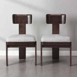 Set of 2 Gray Upholstered <b>Dining</b> <b>Chairs</b> with Dark <b>Brown</b> Solid Rubber Wood Legs 330 LBS Weight Capacity 330 LBS Weight Capa - Product Image 2