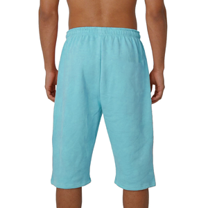 Pantalones Cortos de Felpa para Hombre, Color Azul Cielo, de Algodón y Poliéster, con Cintura Ajustable con Cordón, Casuales, Transpirables, Largos, de Color Sólido, Tejido de Punto - Product Image 6