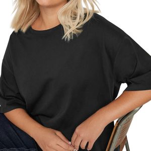 Camiseta de Cuello en V de Poliéster para Mujer, Talla Grande, Transpirable, Informal, de Verano, Manga Corta, Venta al Por Mayor - Product Image 3