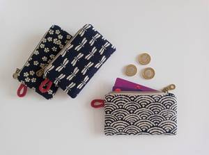 Mini pochette zippée et porte-monnaie perlé style classique, couleur et taille personnalisables, indigo - Product Image 2
