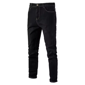 Pantalones vaqueros elásticos de corte ajustado para hombre, estilo vintage, lavados, en negro y azul, venta al por mayor. - Product Image 1