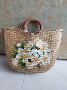 Handmade Vintage <b>Straw</b> Bag Seagrass Woven Floral Painted Decorate Fashion <b>Handbag</b> for Women From Vietnam Factory - Product Image 2
