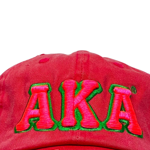 Gorra de Béisbol Ajustable de Algodón Lavado Estilo Vintage con Letra Bordada Verde y Efecto Desgastado Rosa Intenso AKA, Moda Casual - Product Image 6