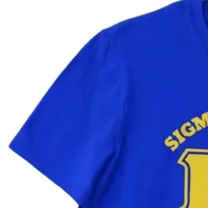 Camiseta Azul Rey con Detalles Dorados de Sigma Gamma Rho, Personalizada para Capitales Griegos, Manga Corta, Cuello Redondo, Número Gráfico 22, Fraternidad Universitaria, Estilo Casual - Product Image 5