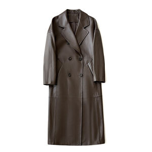 Manteau long en cuir d'agneau véritable 2026, dernières tendances, pour femme, couleurs personnalisables, imperméable, chaud, hiver, élégant, boutons en corne - Product Image 1