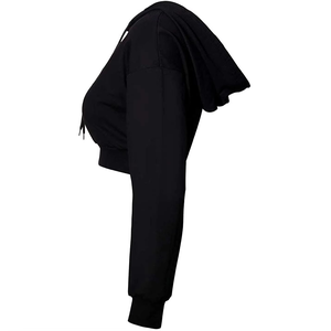 High Quality Cropped <b>Tops</b> Short Solid Color Casual Oversized Drop shoulder women hoodies Custom Crop Hoodies for Women - Product Image 2