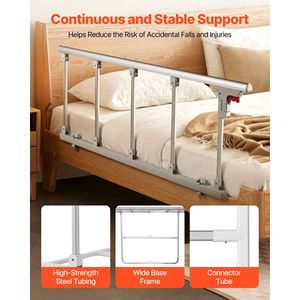 Barrière de lit pliable réglable en hauteur, haute résistance, pour personnes âgées, 48 dispositifs d'assistance au lit avec sangle de fixation - Product Image 3