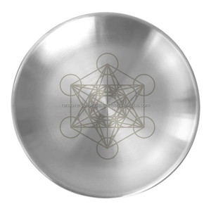 Plateau rituel en acier inoxydable, plat et rond, pour bijoux, offrandes, astrologie, encens et Metatron - Product Image 2