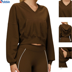 Sweat-shirt de sport pour femme, coupe ample, col en V, coupe-vent, chaud, confortable, épaules tombantes, idéal pour la course en extérieur – Meilleures ventes - Product Image 6