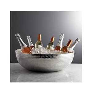 Bac à vin en acier inoxydable martelé, surdimensionné, argenté, refroidisseur à champagne professionnel pour la restauration, pour bouteilles - Product Image 3