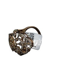 Bague de fiançailles et de mariage tendance en or 14 carats avec motif floral, diamant naturel 0,74 carat Si, sertissage pavé, pour femmes, fêtes et anniversaires