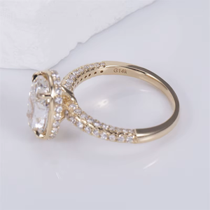 Unisex 18K Solid Gold 1 Carat Oval Cut Synthetic Diamond Engagement <b>Ring</b> for Certified D Color Filled Trendy Style - Product Image 4
