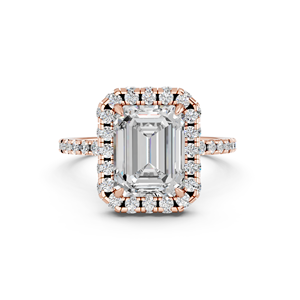 Anillo de Compromiso Zota Jewel de Oro Rosa de 14k con Diamante Cultivado en Laboratorio con Corte Esmeralda y Halo, Certificado IGI, Joyería Fina de Lujo - Product Image 1
