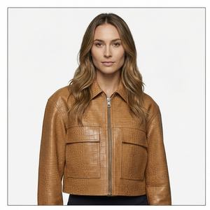 Ropa de calle de cuero Chapado en oveja, ropa de cuero a la moda para mujer, chaqueta, chaquetas de talla grande para mujer - Product Image 1