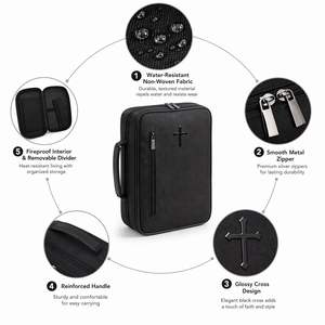 Étui de Bible ignifuge personnalisé, sac de rangement pour livre sacré imperméable avec revêtement en silicone, organisateur multi-poches pour l'étude biblique - Product Image 3
