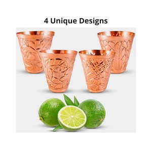 Verre à boire artisanal en cuivre de qualité supérieure, finition martelée, pour le bien-être ayurvédique, fabriqué par un fabricant OEM - Product Image 2