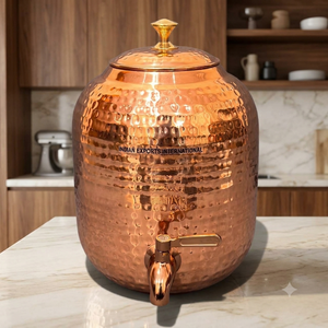 Pot à eau en cuivre de style traditionnel, distributeur d'eau en cuivre pour service de fête, pot à eau en cuivre martelé élégant - Product Image 3