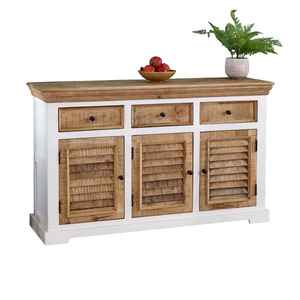 Buffet scandinave en bois de manguier massif, écologique et durable, avec 3 tiroirs et portes à persiennes - Product Image 1