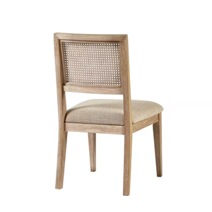 Silla de Comedor Moderna de Madera con Respaldo de Ratán y Asiento Tapizado, Diseño Escandinavo, Plegable, Muebles para el Hogar - Product Image 4