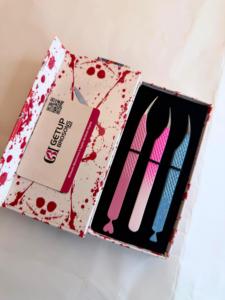GETUP BROSONS IMPEX ชุดแหนบต่อขนตาดอลฟิน 3 ชิ้น สีชมพู สีฟ้า สแตนเลสสตีล ปลายแหลมสำหรับต่อขนตา บรรจุกล่อง - Product Image 6